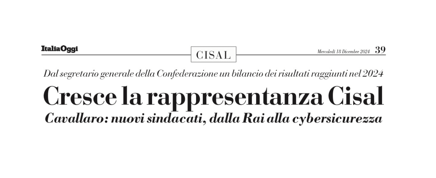 Immagine di copertina di: “Cresce la rappresentanza della Cisal”
